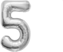 Number 5 Silver 40cm Balloons Number 5 Silver 40cm Balloons