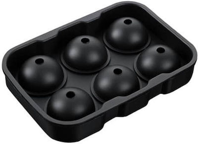 GTSA Silicone Ice Cube Tray Round 6 Slots Black 25-9563