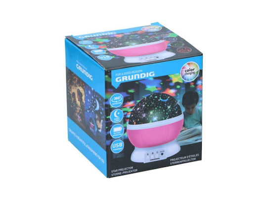 Grundig Rotating Kids Projector Lamp with Star Projection with Color Changes Pink 12x12x13.5εκ.