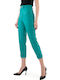 Women's High-waisted Fabric Capri Trousers Green