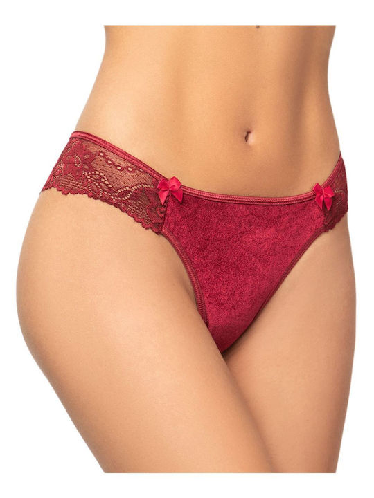 Milena by Paris Femeie Brazilia cu Dantelă Burgundy