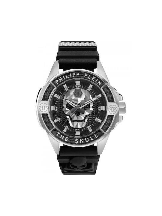 Philipp Plein The Skull Uhr Batterie mit Schwarz Kautschukarmband