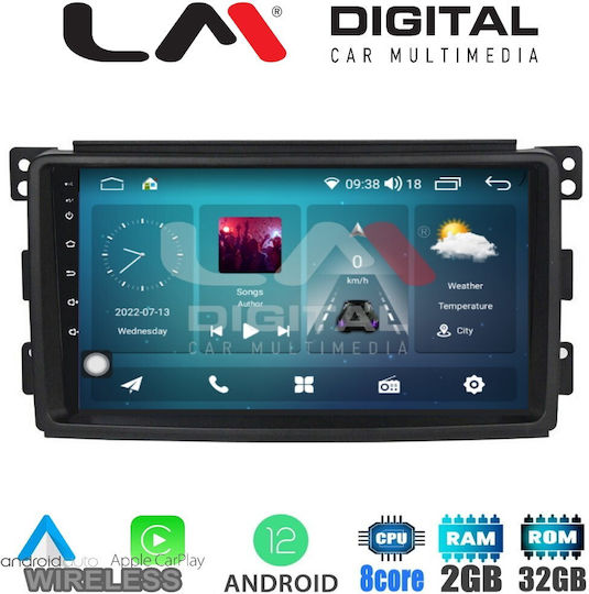 LM Digital Car Audio System for Smart ForTwo / ForFour 451 2007-2010 (Bluetooth/USB/WiFi/GPS/Apple-Carplay/Android-Auto) with Touch Screen 9"