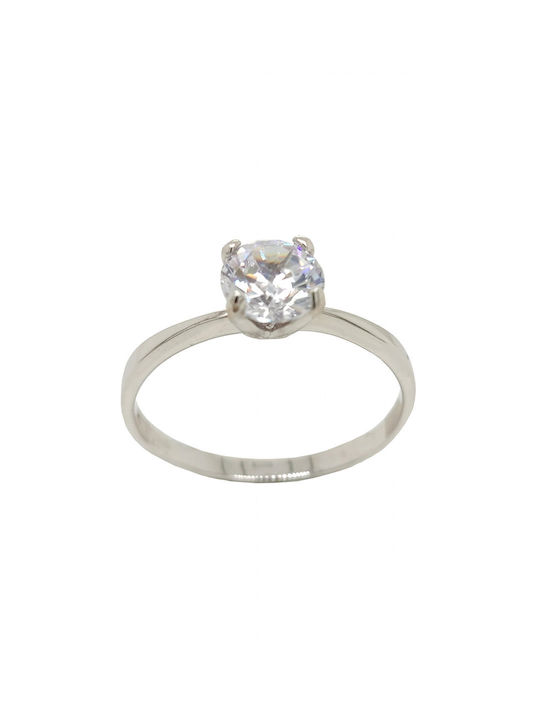 Mertzios.gr Single Stone from White Gold 14K