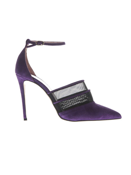 Mourtzi Suede Purple Heels with Strap