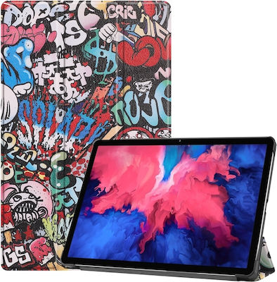 Magnetic 3 Fold Flip Cover Piele artificială Graffiti Pattern Lenovo Tab P11 / P11 Plus EDA00995802B