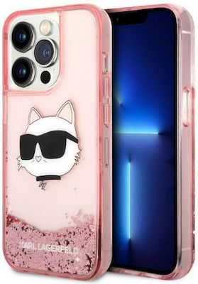 Karl Lagerfeld Glitter Choupette Head Silicone Back Cover Pink (iPhone 14 Pro Max)