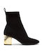 Porter Mid Suede Γυναικεία Μποτάκια με Μεσαίο Τακούνι Μαύρα