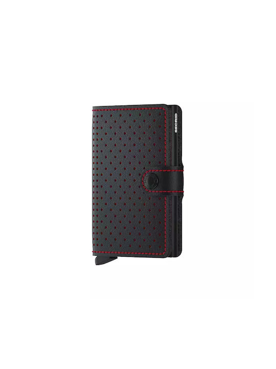 Secrid Miniwallet Perforated Men's Leather Card Wallet with RFID και Slide Mechanism Black/Red