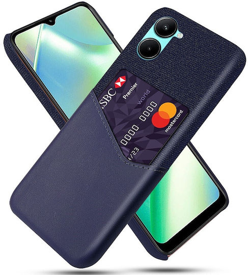 Premium Umschlag Rückseite Stoff mit Kartenhalter Blau (Realme C33)