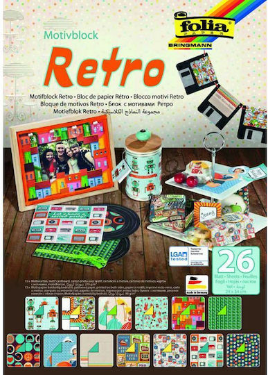 Folia Diverse Kartons Kein Muster Retro Mehrfarbig in Blöcken von 26 Blättern 24x34cm