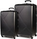 Cardinal 2011 Travel Suitcases Hard Black with 4 Wheels Set 2pcs 2011/60/70