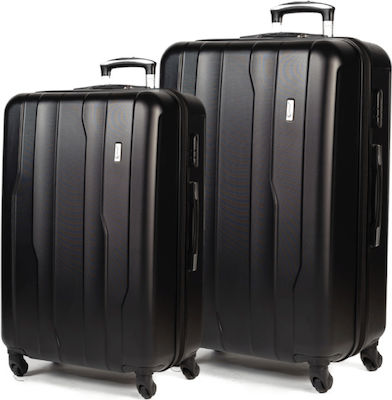 Cardinal 2012 Travel Suitcases Hard Black Maximum Height 70cm with 4 Wheels Set of 2pcs 2012/60/70