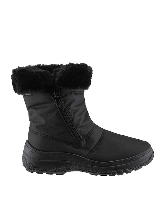 Snow Boots with Zipper & Fur Black