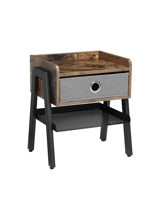 VASAGLE Square Wooden Bedside Table Walnut 40x40x58cm (LET46X) (VASLET46X)