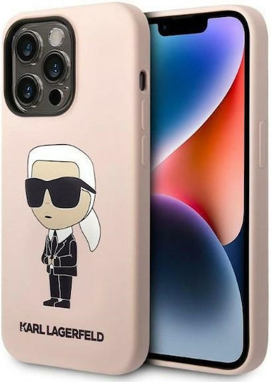 Karl Lagerfeld Ikonik Umschlag Rückseite Silikon Rosa (iPhone 14 Pro)