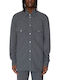 Long Sleeve Cotton Overshirt in Regular Fit Gray