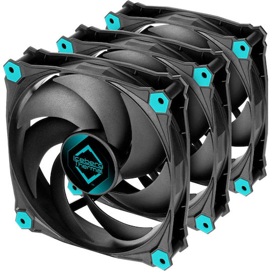 Iceberg Thermal IceGALE Silent Case Fan 120mm (1100rpm / 30cfm) Without LED Lighting and 3-Pin Connection 3pcs