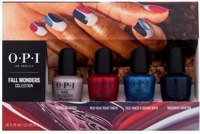 OPI Lacquer Gloss Σετ Βερνίκια Νυχιών Midnight Mantra, Red-Veal Your Truth, Suzi Takes a Sound Bath & Peace of Mind Fall Wonders 4x3.75ml