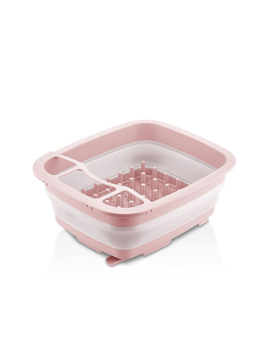 Qlux Dish Drainer Foldable Plastic in Pink Color 64.5x48.5x38cm