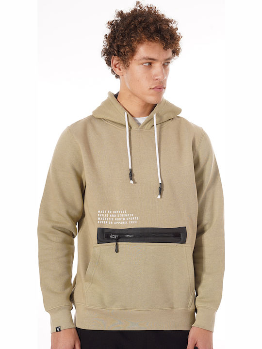Magnetic North Sweatshirt with Hood Beige