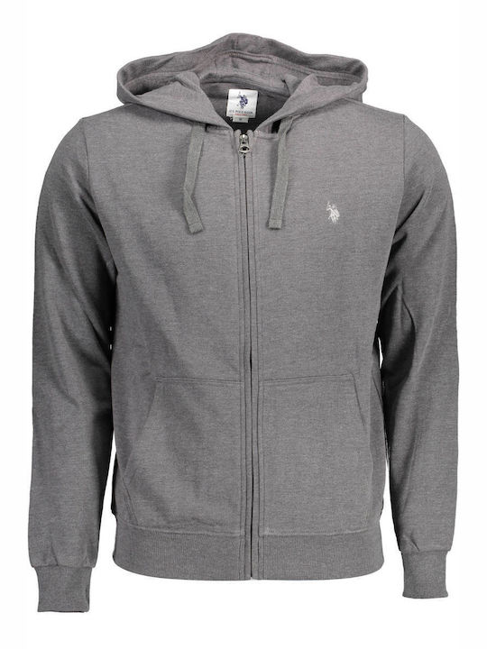 U.S. Polo Assn. Herren Sweatshirt Jacke mit Kapuze und Taschen Gray