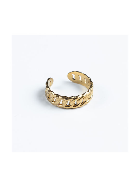 Steel gold ring Cuoro Nautica