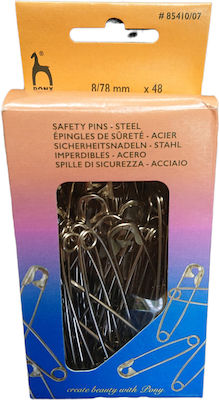 Safety pins Silver in Packing 48 pcs, in Length 78 mm