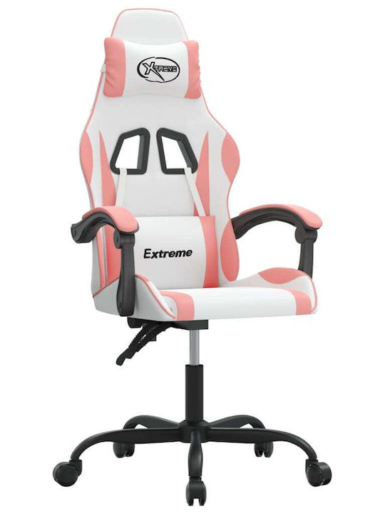 vidaXL 3143875 Καρέκλα Gaming Δερματίνης Λευκό/Ροζ