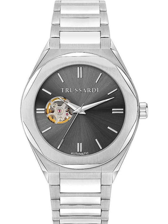 Trussardi T-big Herrenuhr 41mm Batterie mit Silber Metallarmband