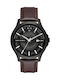 Armani Exchange Hampton Watch Battery with Brown Leather Strap