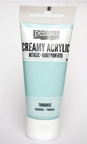 Pentart Creamy Acrylic Metallic Сет акрилни бои за живопис Turquoise 60мл 1бр
