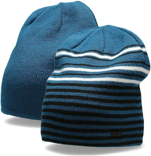 Beanie Männer Wendbar Beanie mit Rippstrick in Blau Farbe