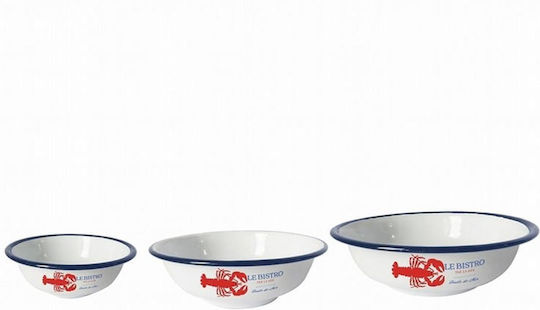 Artekko Crab Serving Bowl Round Metal White with Diameter 20.5cm 3pcs