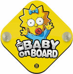 Σήμα Baby on Board με Βεντούζα Simpsons Κίτρινο