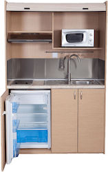 Silver ΚΣ140 Kitchenette with Right Sink Bowl 140x65x204cm Gray Aluminum