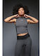 Frauen Lang Leggings Hochgeschnitten Gray