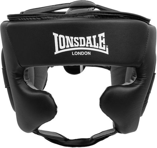 Lonsdale Stanford Black White b Adult Open Face Boxing Headgear Synthetic Leather Black
