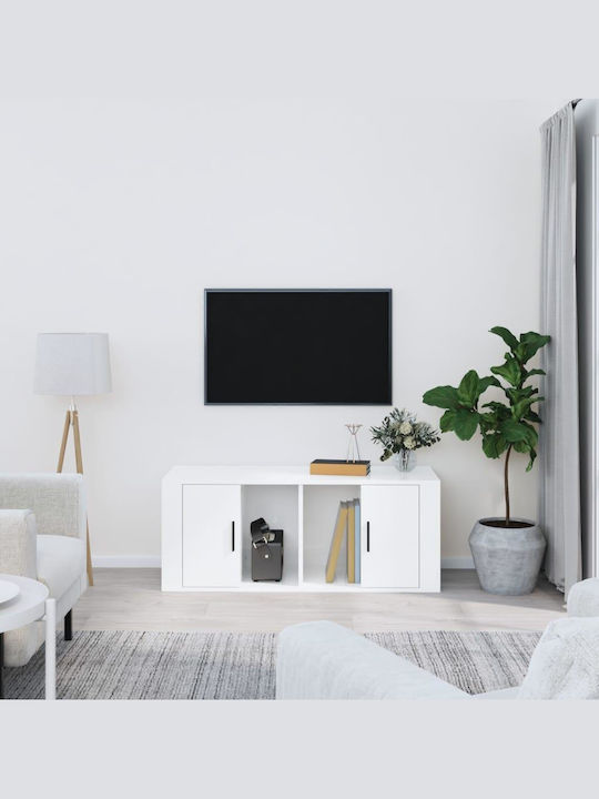 TV Stand Glossy White M100xD35xH40cm