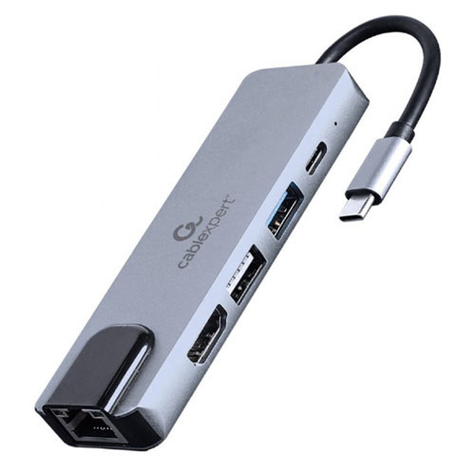 Cablexpert USB-C Docking Station με HDMI 4K PD Ethernet Γκρι (A-CM ...