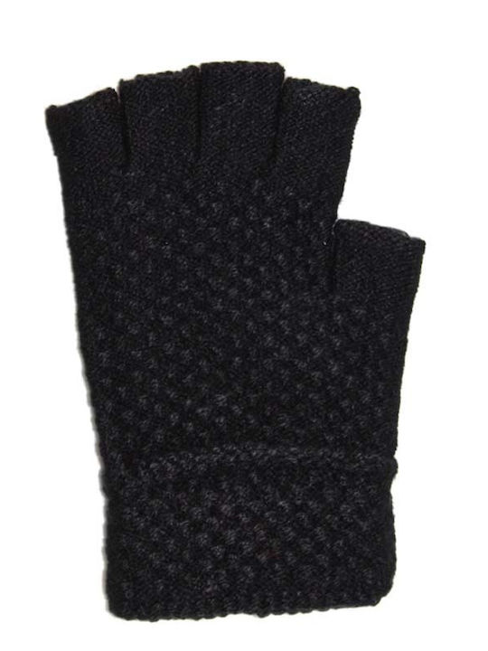 Γυναικεία Πλεκτά Γάντια με Κομμένα Δάχτυλα Μαύρα
