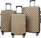 Klikareto Roadtrip Travel Suitcases Hard Gold Maximum Height 75cm with 4 Wheels Set of 3pcs