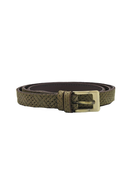 Women's Leather Thin Belt (olive)