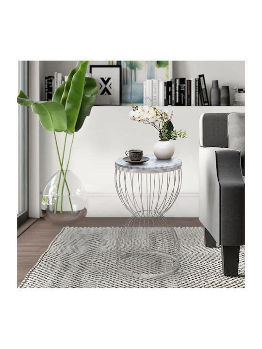 Round Side Table Pino Wooden White M35xL35xH58cm
