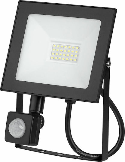 Rebel Στεγανός Προβολέας LED 20W Ψυχρό Λευκό 6500K με Αισθητήρα Κίνησης και Φωτοκύτταρο IP44