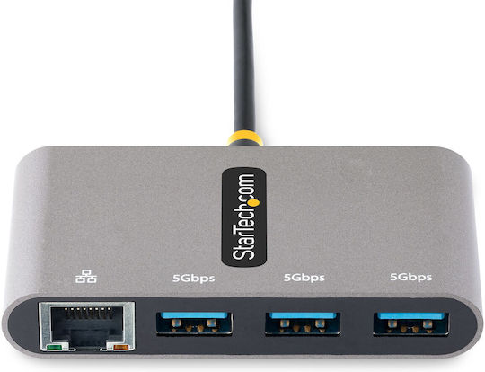StarTech 3-Port USB 3.2 Hub with USB-C Connection Ethernet Gray
