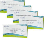 CorDX Influenza A/B & Covid-19/RSV Combo 5τμχ Αυτοδιαγνωστικό Τεστ Ταχείας Ανίχνευσης Αντιγόνων Covid-19 & Γρίπης με Ρινικό Δείγμα