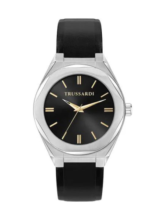 Trussardi T-Big Ανδρικό Ρολόι 44mm Χρονογράφος Μπαταρίας με Μαύρο Καουτσούκ Λουράκι