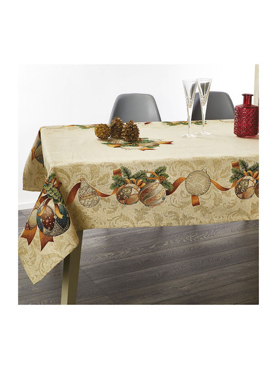 Whitegg Christmas Tablecloth Fabric Beige L140xW140cm.