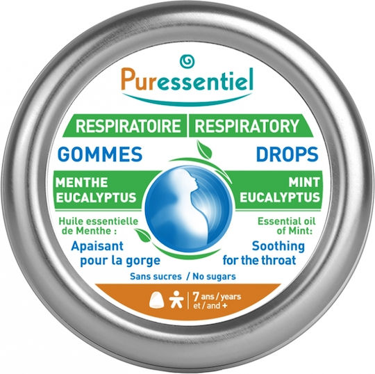 Puressentiel Respiratory Drops Ластици За Смучене За Деца Без Захар Евкалипт Мента 45гр